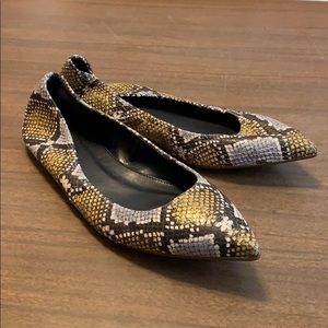 J. Crew flat snakeskin shoes 8.5